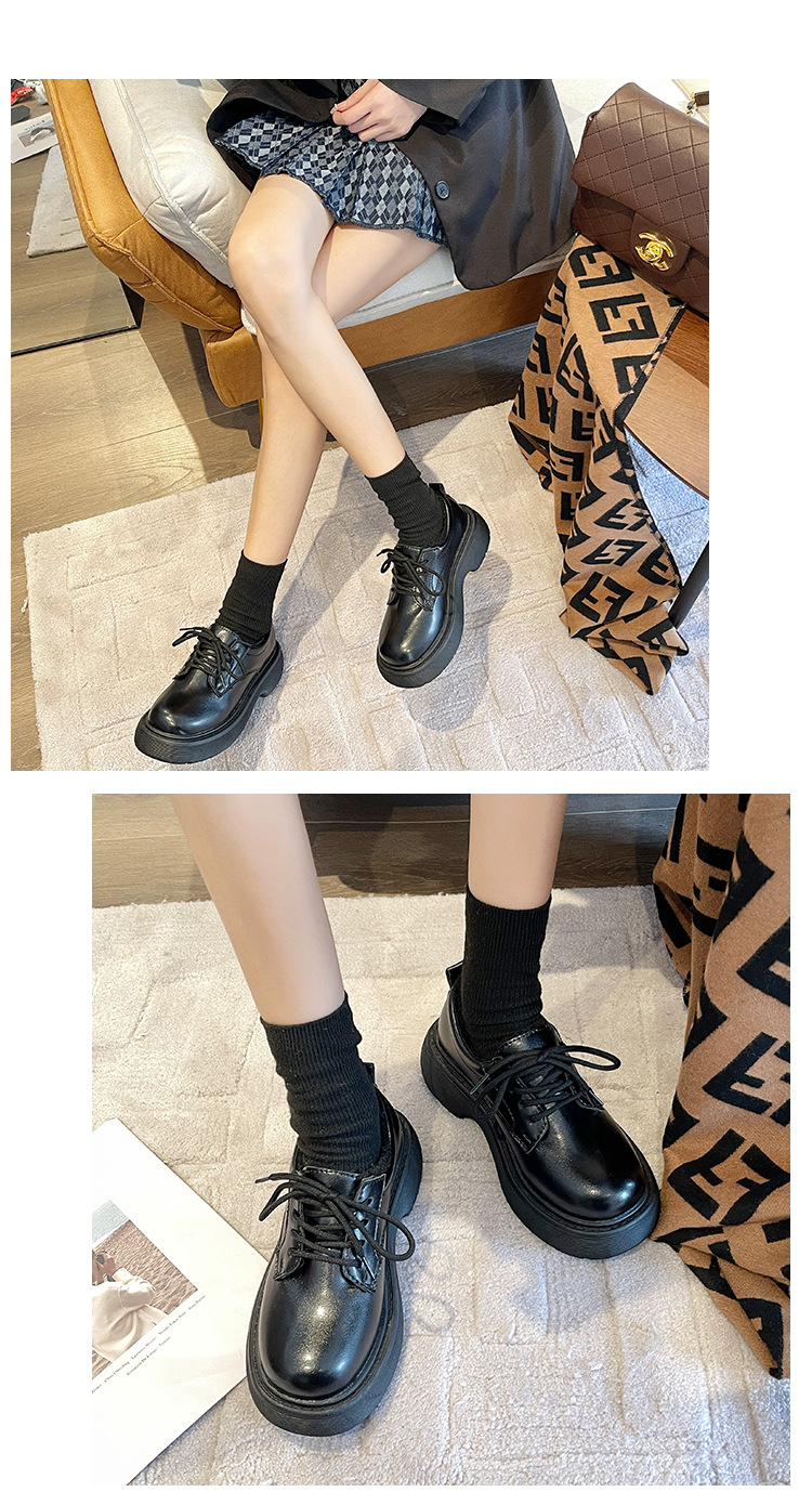 Preppy Style Leather Shoes Women's New British Style Platform Platform Japanese Lace-up Casual Shoes for Autumn and Winter 2021