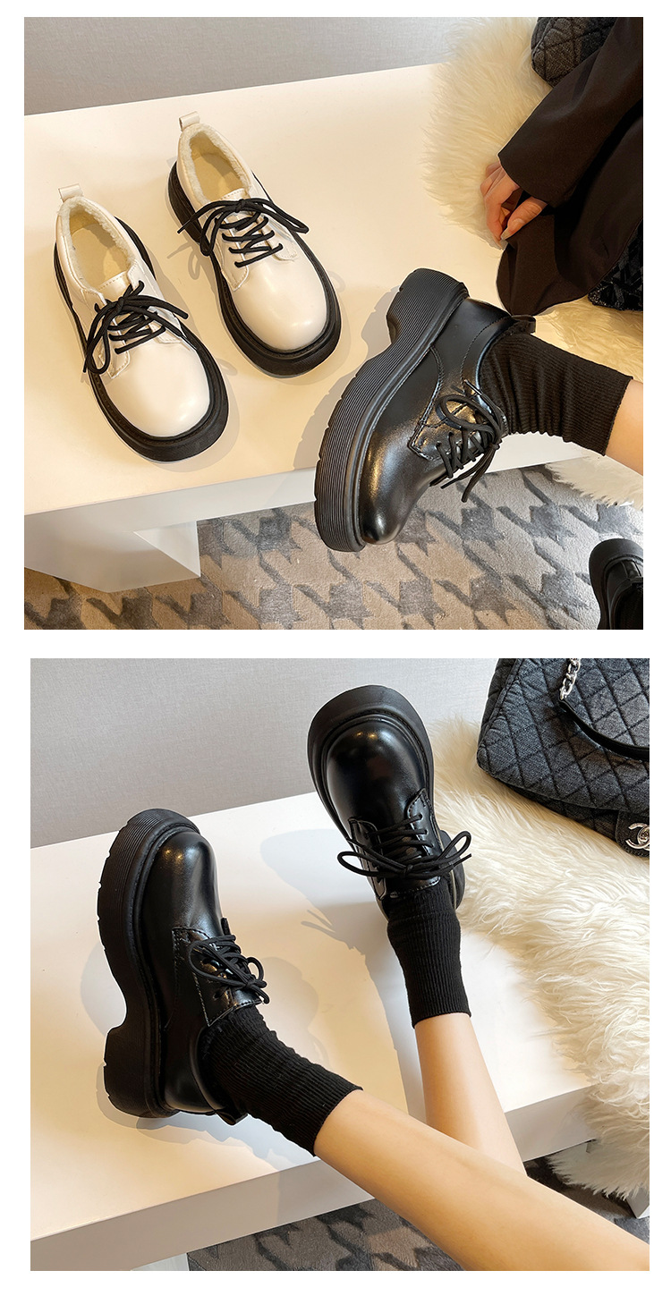 Preppy Style Leather Shoes Women's New British Style Platform Platform Japanese Lace-up Casual Shoes for Autumn and Winter 2021