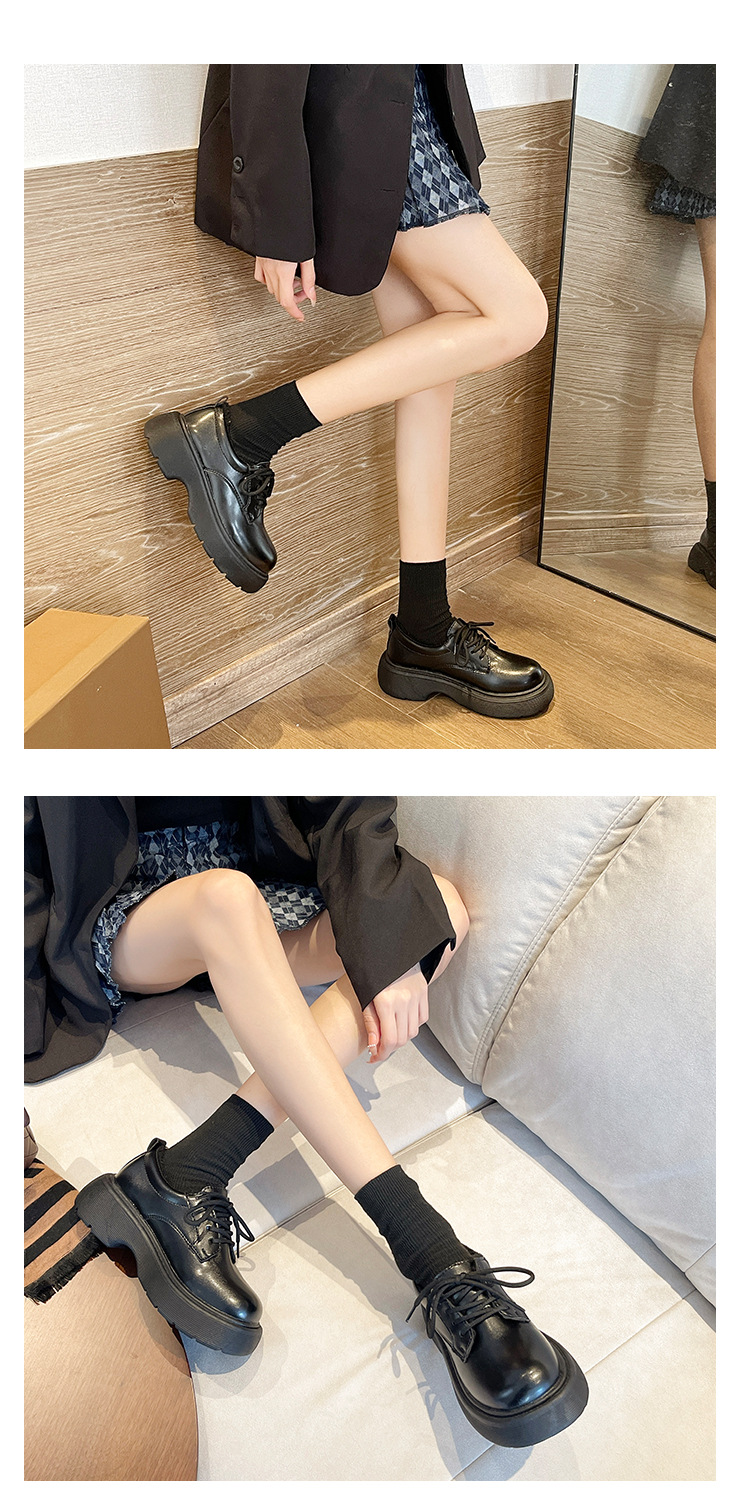 Preppy Style Leather Shoes Women's New British Style Platform Platform Japanese Lace-up Casual Shoes for Autumn and Winter 2021