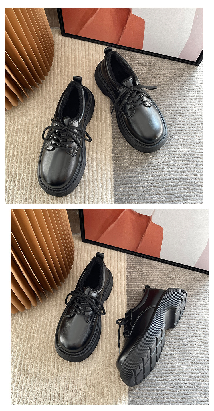 Preppy Style Leather Shoes Women's New British Style Platform Platform Japanese Lace-up Casual Shoes for Autumn and Winter 2021
