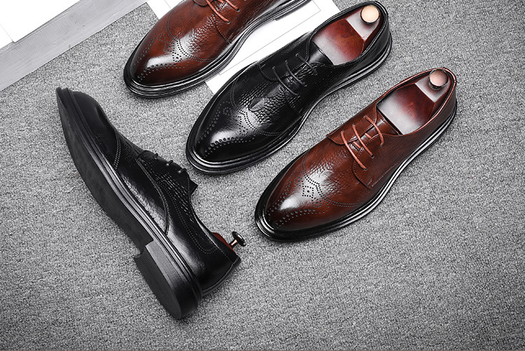Men's Business Formal Pointed-Toe Lace Embossed Leather Shoes New Fashion Crocodile Pattern Brogue 7781 Men's Business Formal Pointed-Toe Lace Embossed Leather Shoes New Fashion Crocodile Pattern Brogue 7781
