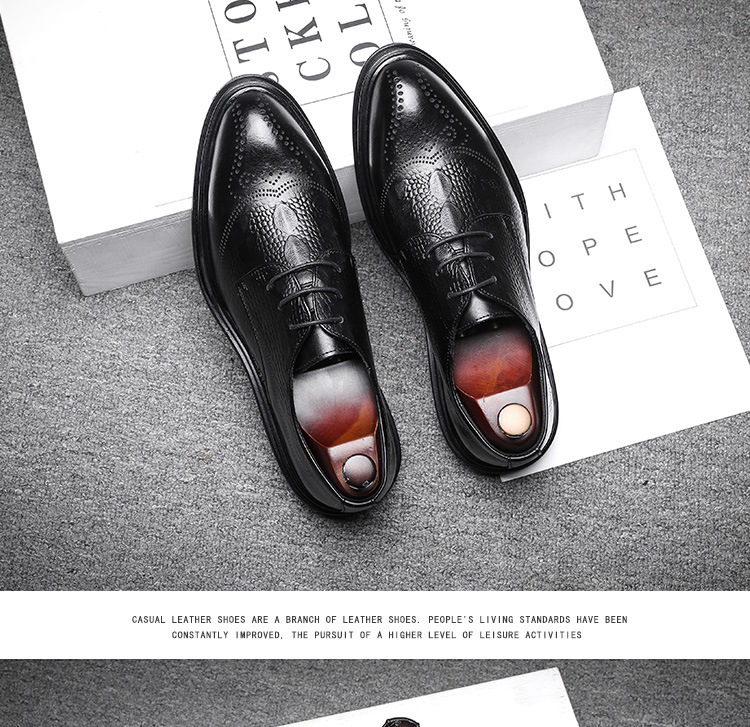 Men's Business Formal Pointed-Toe Lace Embossed Leather Shoes New Fashion Crocodile Pattern Brogue 7781 Men's Business Formal Pointed-Toe Lace Embossed Leather Shoes New Fashion Crocodile Pattern Brogue 7781