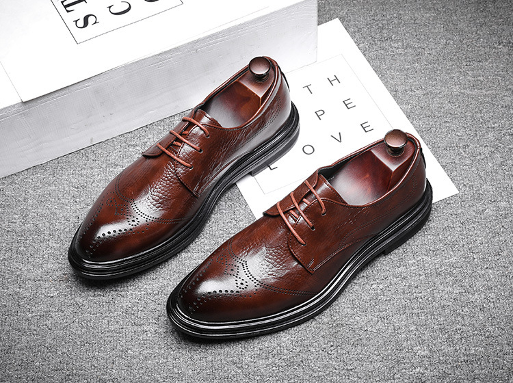 Men's Business Formal Pointed-Toe Lace Embossed Leather Shoes New Fashion Crocodile Pattern Brogue 7781 Men's Business Formal Pointed-Toe Lace Embossed Leather Shoes New Fashion Crocodile Pattern Brogue 7781