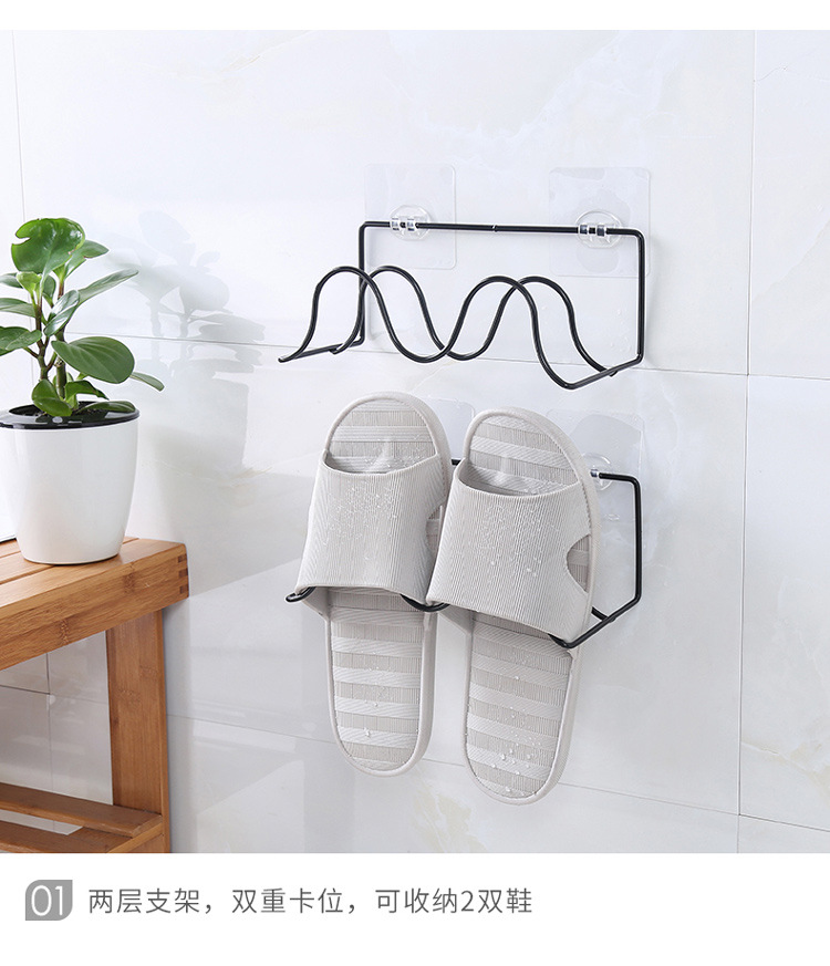 XY iron art shoe rack bathroom Slipper Rack Double layer creative paste type shelf wall type shoe storage rack XY iron art shoe rack bathroom Slipper Rack Double layer creative paste type shelf wall type shoe storage rack
