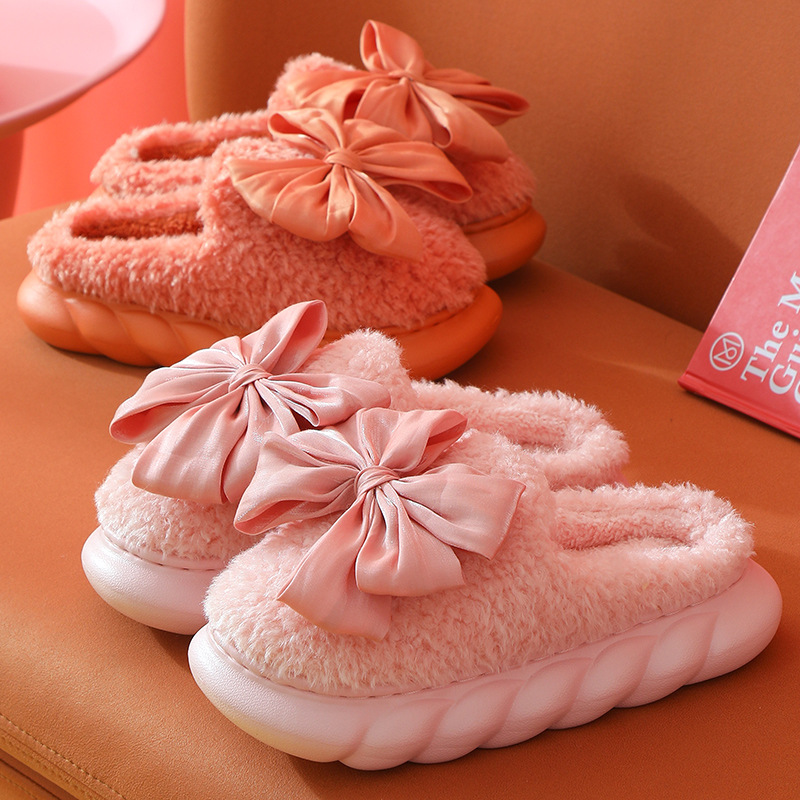 Thick Bottom Home Cotton Slippers Thick Bottom Indoor Warm Cotton Slippers Fashion Fur Slipper Confinement Shoes Ladies