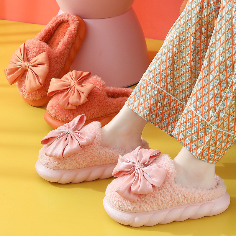 Thick Bottom Home Cotton Slippers Thick Bottom Indoor Warm Cotton Slippers Fashion Fur Slipper Confinement Shoes Ladies