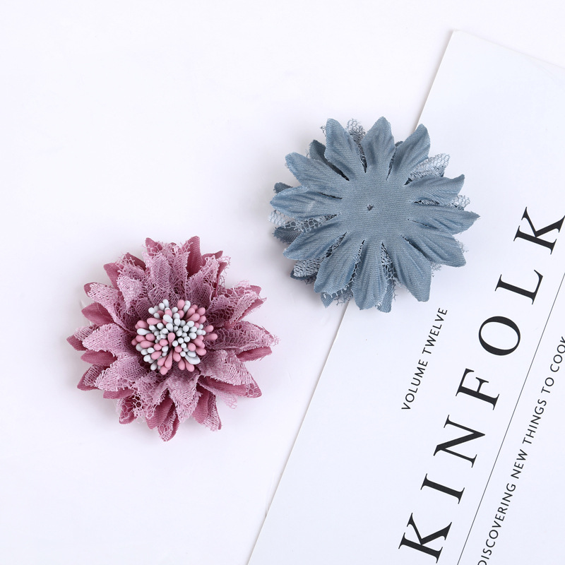 Korean Style DIY Lace Fabric Handmade Flower Headwear Hair Accessories Brooch Shoes and Hats Accessories Ornament Factory Direct Supply