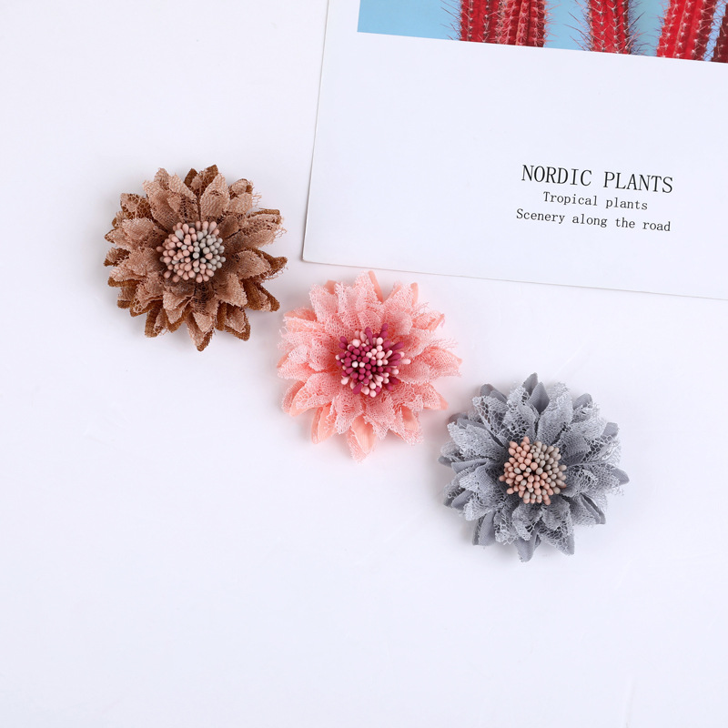 Korean Style DIY Lace Fabric Handmade Flower Headwear Hair Accessories Brooch Shoes and Hats Accessories Ornament Factory Direct Supply