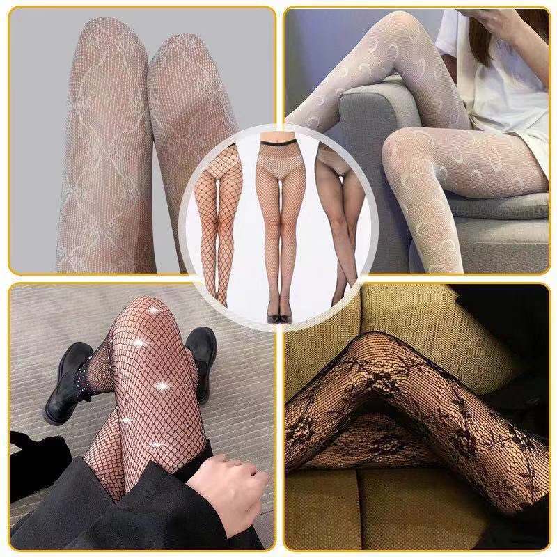 Spot Autumn Lace Mesh Stockings JK Black Silk Stockings Women&#039;s White Small G Moon Flower Bow Tie Pantyhose Fishnet Stockings Mesh Stockings