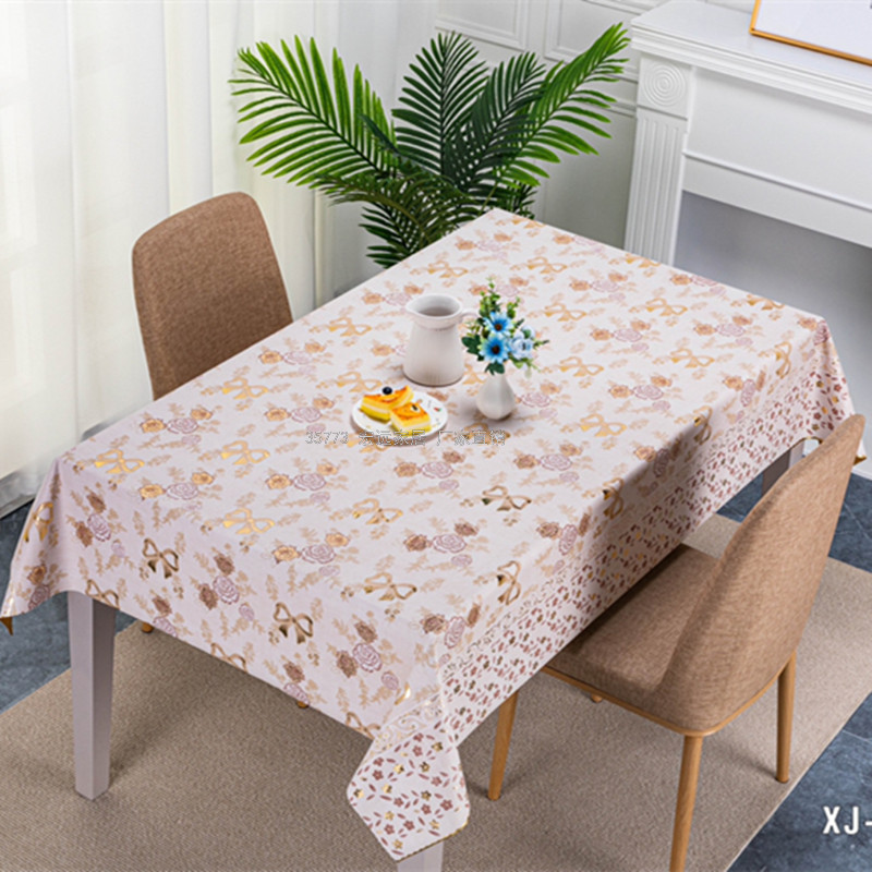 Tablecloth High-End Graceful Gold Lace Waterproof Oil Coffee Table Cloth and Tablecloth Flower Tablecloth