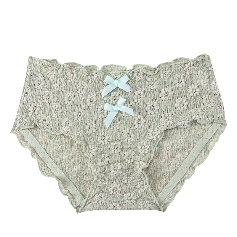 [Independent Bag] Japanese Style New Lace Breathable Underwear Women&#039;s Pear Flower Bubble Pants Cotton Crotch Sweet Briefs