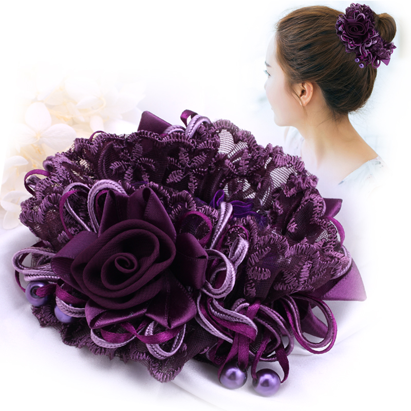Korean Lace Flower Hair Accessories Cloth Hair Ring Headband Mother Updo Horse Tail Hair Rope Rubber Band
