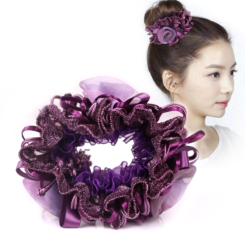 Korean Lace Flower Hair Accessories Cloth Hair Ring Headband Mother Updo Horse Tail Hair Rope Rubber Band