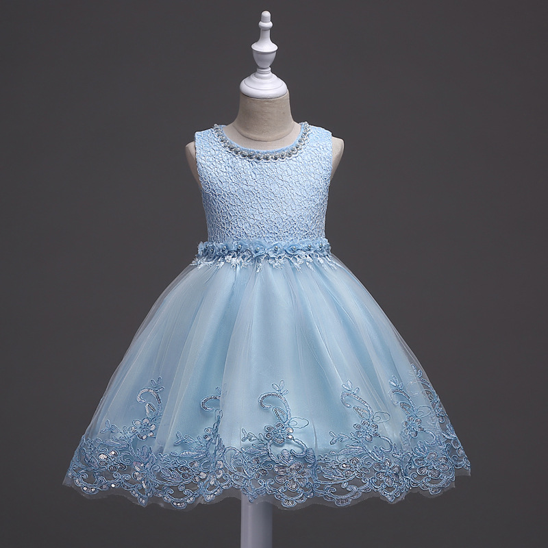 Children&#039;s Beaded Lace Dress Medium and Large Children&#039;s Flower Princess Dress Girls Sequins Crocheted Pettiskirt Costume
