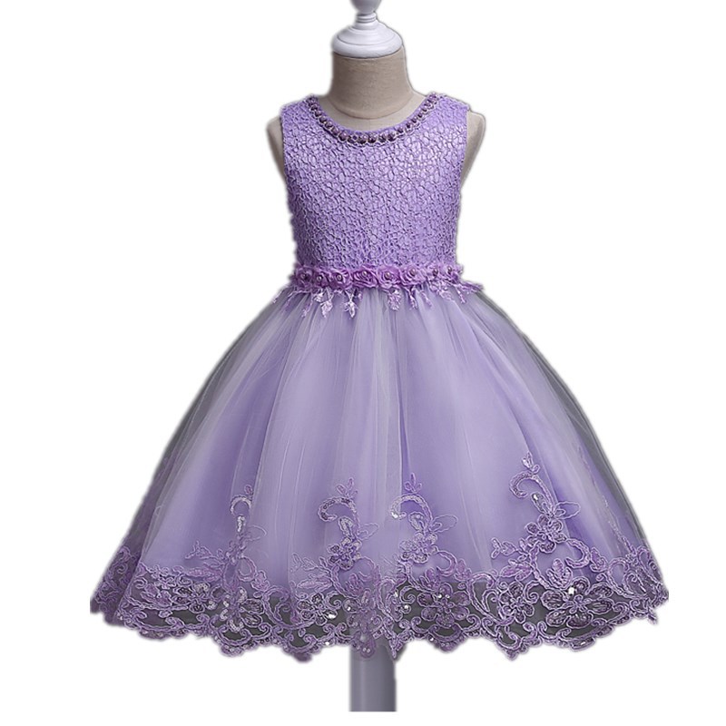 Children&#039;s Beaded Lace Dress Medium and Large Children&#039;s Flower Princess Dress Girls Sequins Crocheted Pettiskirt Costume