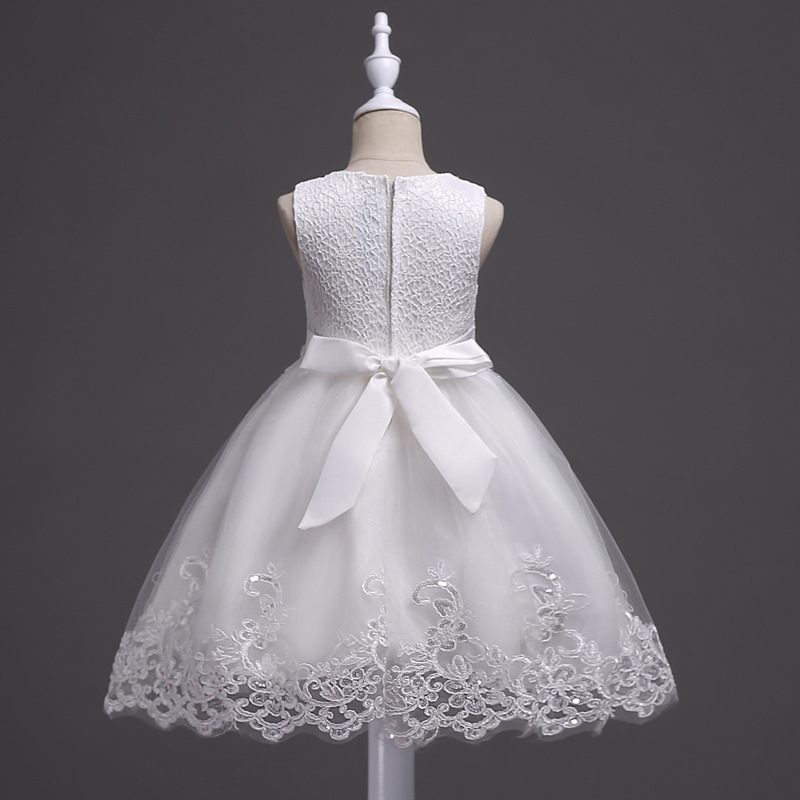 Children's Beaded Lace Dress Medium and Large Children's Flower Princess Dress Girls Sequins Crocheted Pettiskirt Costume