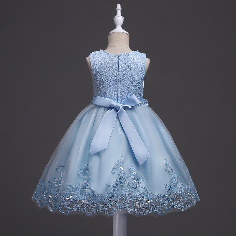 Children's Beaded Lace Dress Medium and Large Children's Flower Princess Dress Girls Sequins Crocheted Pettiskirt Costume