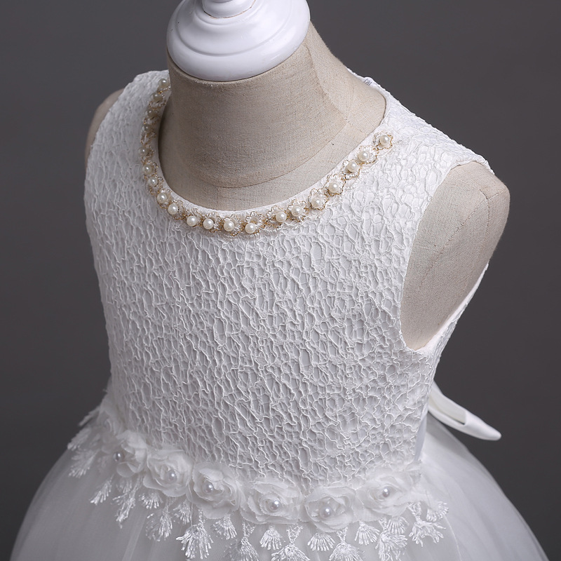 Children's Beaded Lace Dress Medium and Large Children's Flower Princess Dress Girls Sequins Crocheted Pettiskirt Costume
