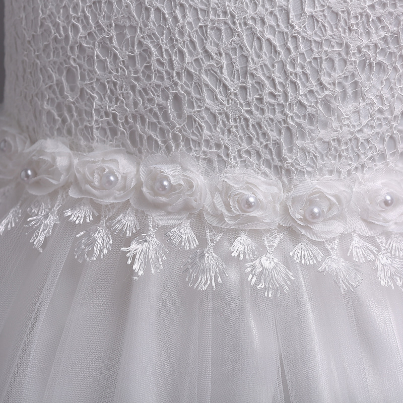 Children's Beaded Lace Dress Medium and Large Children's Flower Princess Dress Girls Sequins Crocheted Pettiskirt Costume