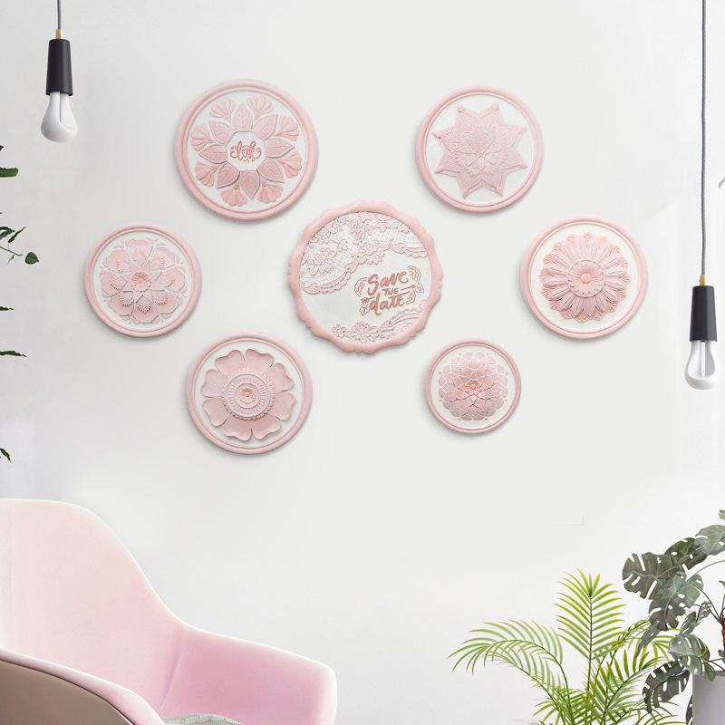 European-Style Lace Flower Wall Hanging Resin Crafts Creative Living Room Home Decoration Wall Disc Hanging Decoration Matching