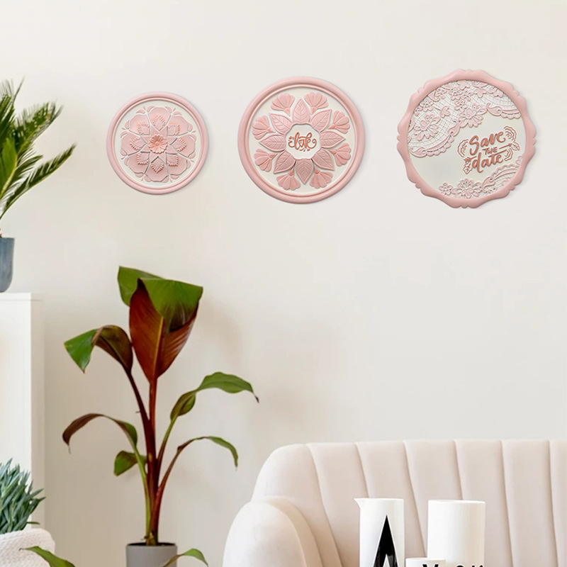 European-Style Lace Flower Wall Hanging Resin Crafts Creative Living Room Home Decoration Wall Disc Hanging Decoration Matching