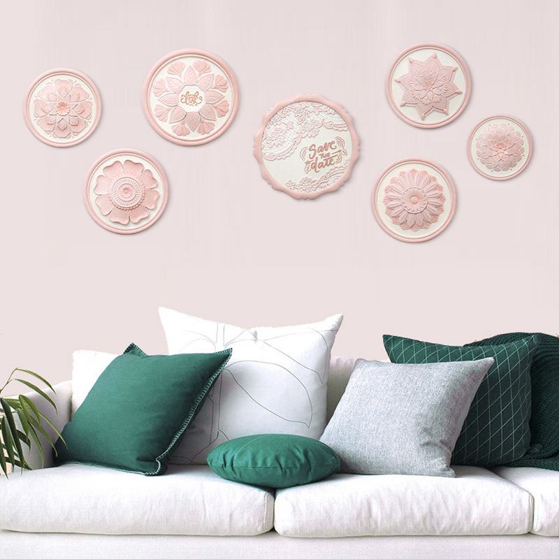 European-Style Lace Flower Wall Hanging Resin Crafts Creative Living Room Home Decoration Wall Disc Hanging Decoration Matching