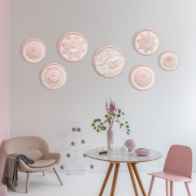 European-Style Lace Flower Wall Hanging Resin Crafts Creative Living Room Home Decoration Wall Disc Hanging Decoration Matching