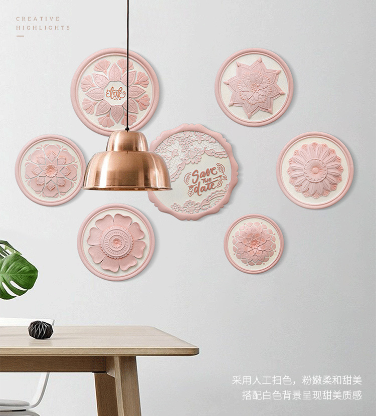 European-Style Lace Flower Wall Hanging Resin Crafts Creative Living Room Home Decoration Wall Disc Hanging Decoration Matching