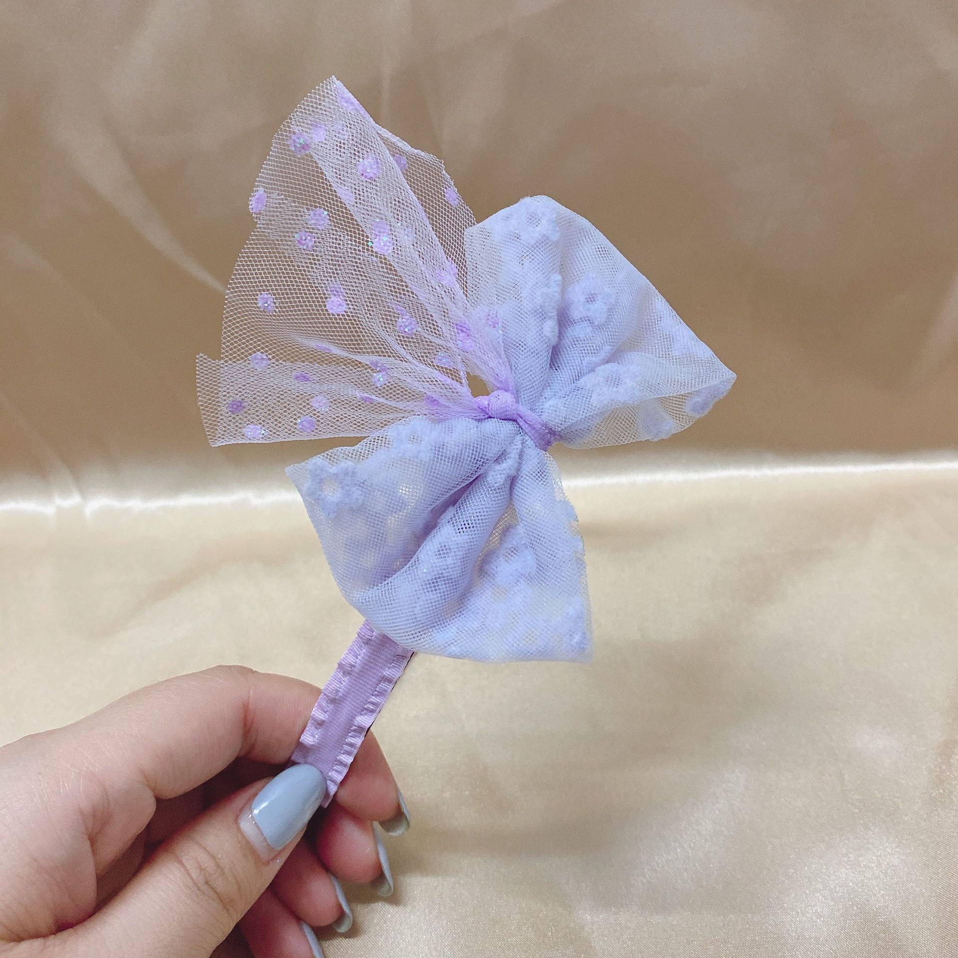 Girl Heart Student Net Yarn Flowers Bow Headband Wooden Ear Non-Slip Lace Toothed Headband Factory Direct Sales