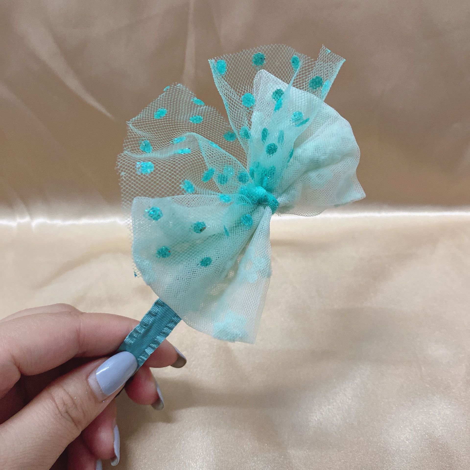 Girl Heart Student Net Yarn Flowers Bow Headband Wooden Ear Non-Slip Lace Toothed Headband Factory Direct Sales