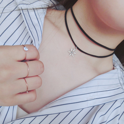 Harajuku Retro Velvet Band Necklace Loli Lace Flower Neckband Necklet Women&#039;s Short Clavicle Chain Necklace Wholesale