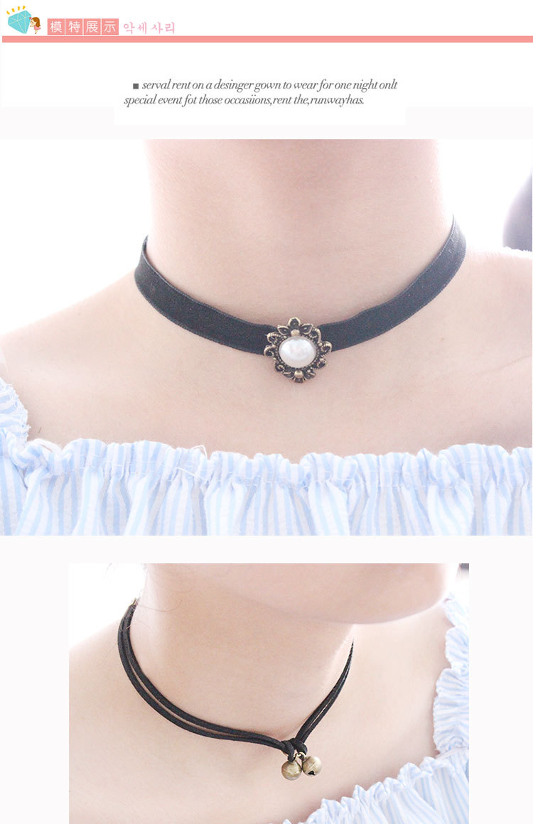 Harajuku Retro Velvet Band Necklace Loli Lace Flower Neckband Necklet Women's Short Clavicle Chain Necklace Wholesale