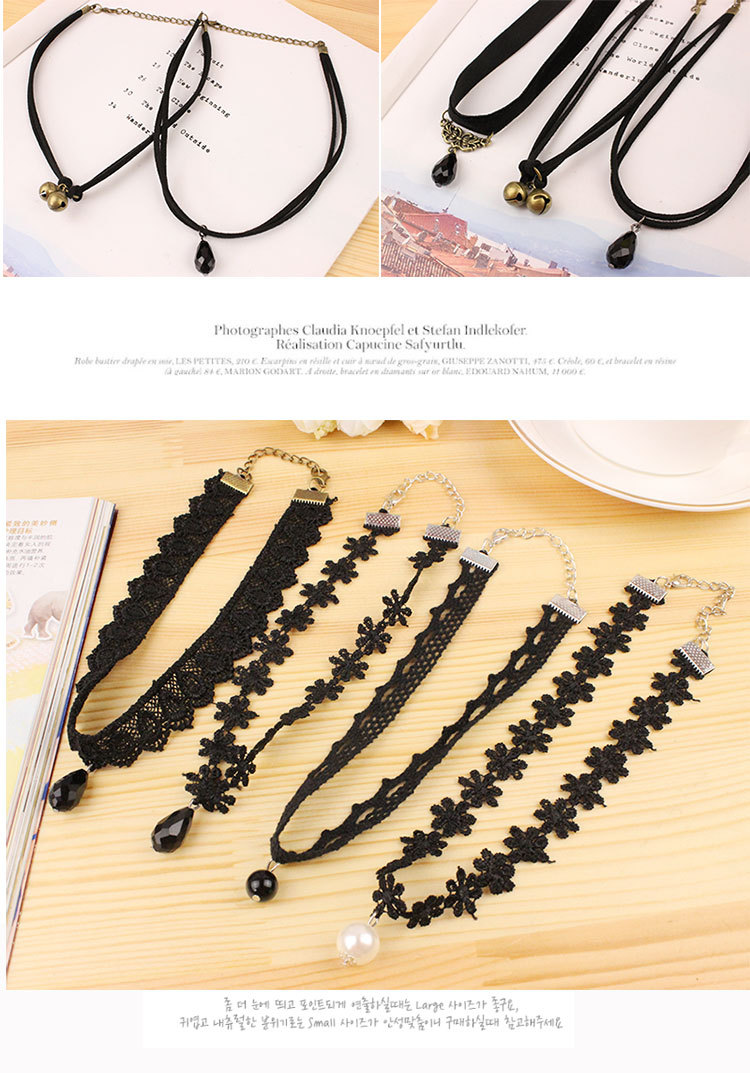 Harajuku Retro Velvet Band Necklace Loli Lace Flower Neckband Necklet Women's Short Clavicle Chain Necklace Wholesale