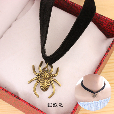 Harajuku Retro Velvet Band Necklace Loli Lace Flower Neckband Necklet Women's Short Clavicle Chain Necklace Wholesale