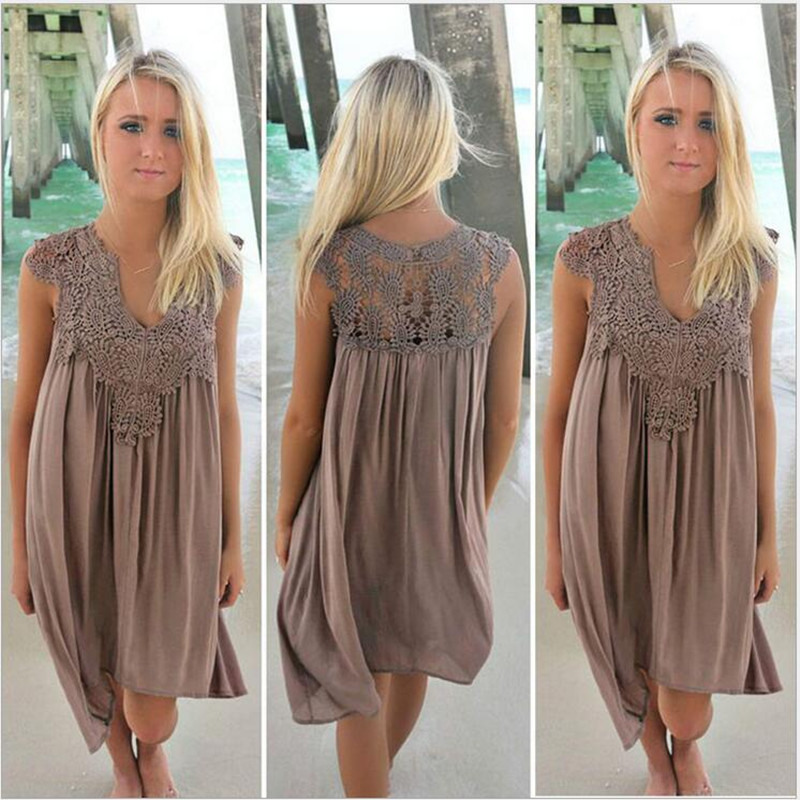 dress with cutout Hook flower Beach dress sexy lace patchwork dress Chiffon dress with cutout hook flower Beach dress