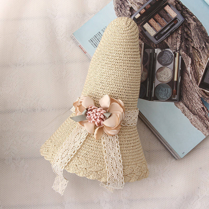 Children&#039;s Hat Summer Flower Lace Straw Hat Baby Girl 2019 Sun Protection Summer Hat Beach Vacation Sun Hat Wholesale