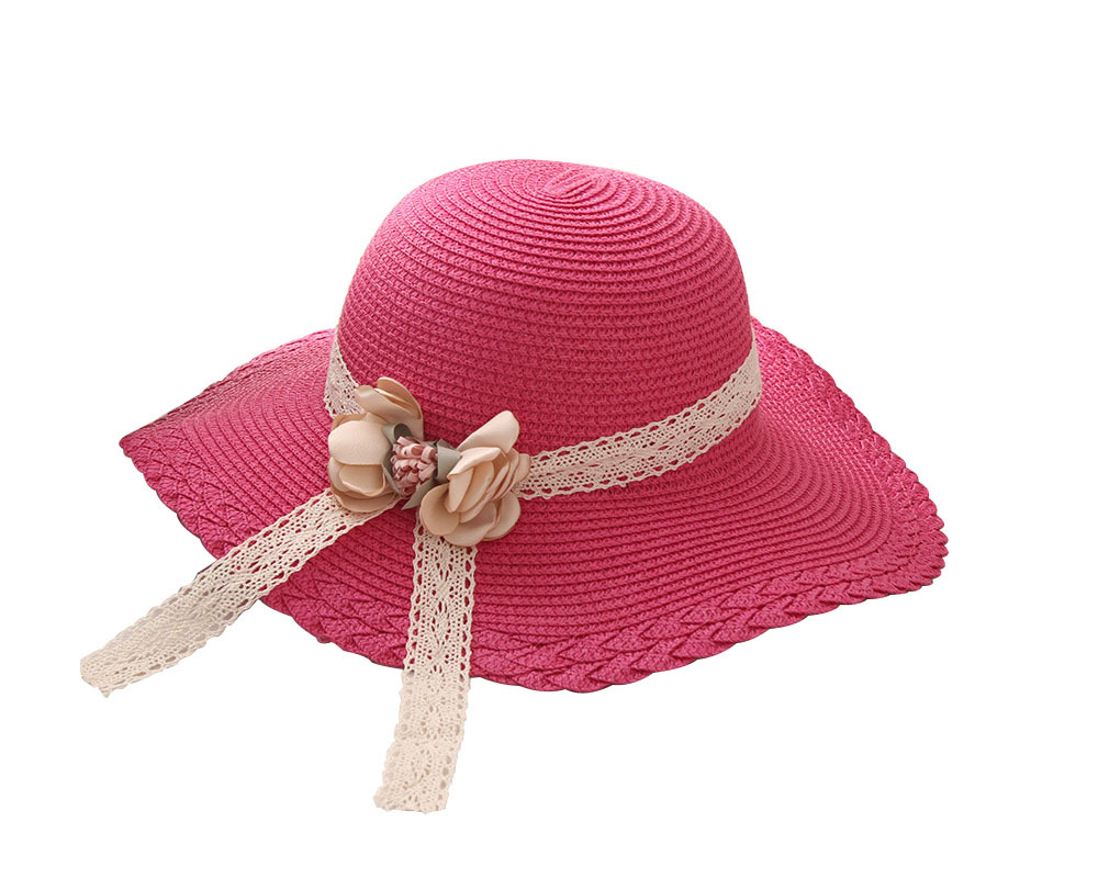 Children&#039;s Hat Summer Flower Lace Straw Hat Baby Girl 2019 Sun Protection Summer Hat Beach Vacation Sun Hat Wholesale