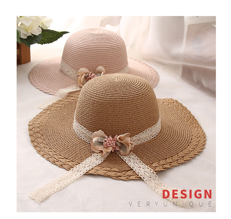 Children's Hat Summer Flower Lace Straw Hat Baby Girl 2019 Sun Protection Summer Hat Beach Vacation Sun Hat Wholesale