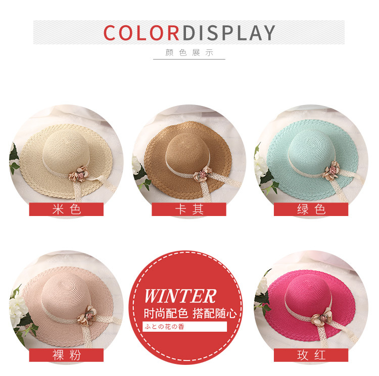 Children's Hat Summer Flower Lace Straw Hat Baby Girl 2019 Sun Protection Summer Hat Beach Vacation Sun Hat Wholesale
