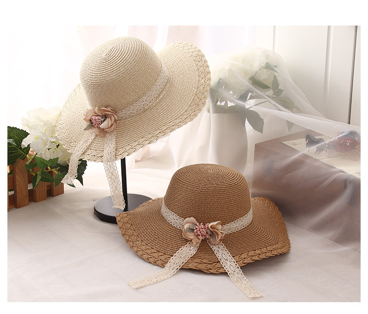 Children's Hat Summer Flower Lace Straw Hat Baby Girl 2019 Sun Protection Summer Hat Beach Vacation Sun Hat Wholesale