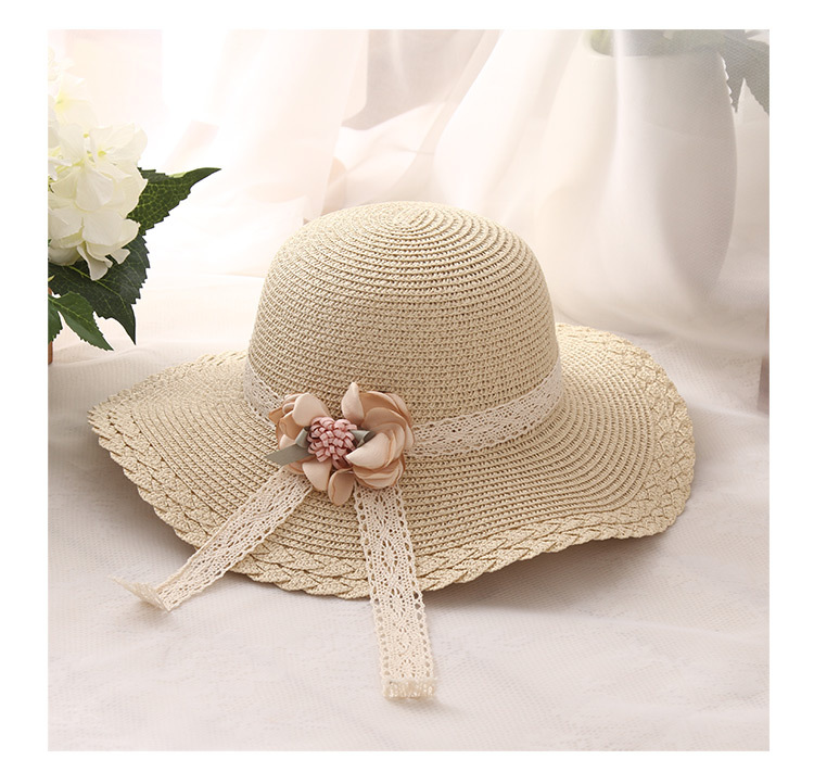 Children's Hat Summer Flower Lace Straw Hat Baby Girl 2019 Sun Protection Summer Hat Beach Vacation Sun Hat Wholesale