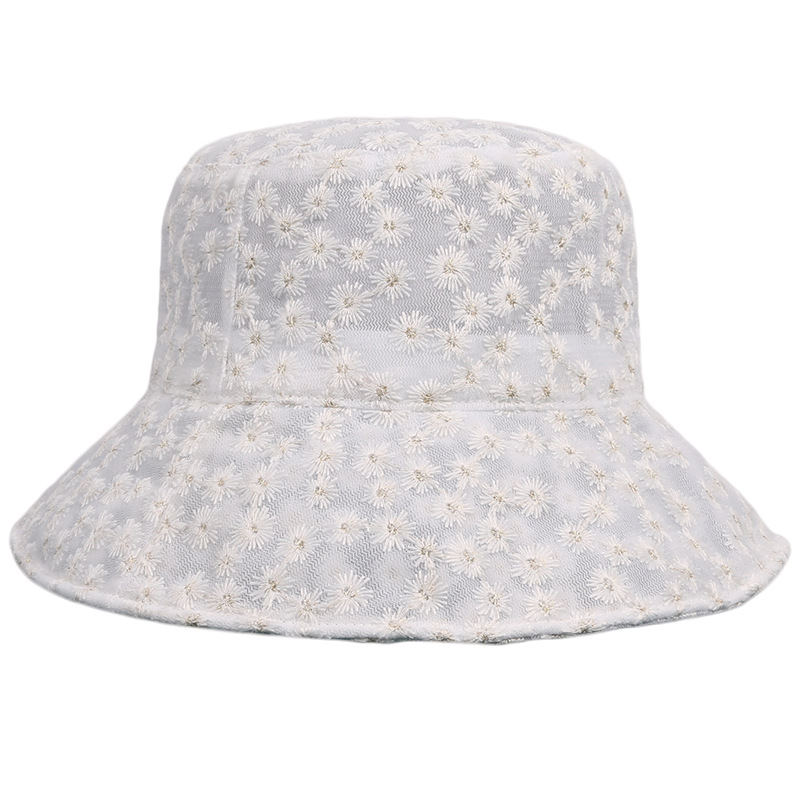Korean Style Little Daisy Bucket Hat Women&#039;s Flower Cutout Summer Thin Sun Protection Hat Korean Style Lace Sunshade Bucket Hat Fashion