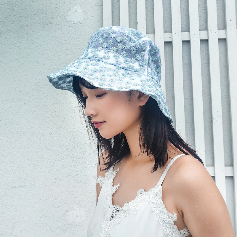 Korean Style Little Daisy Bucket Hat Women&#039;s Flower Cutout Summer Thin Sun Protection Hat Korean Style Lace Sunshade Bucket Hat Fashion