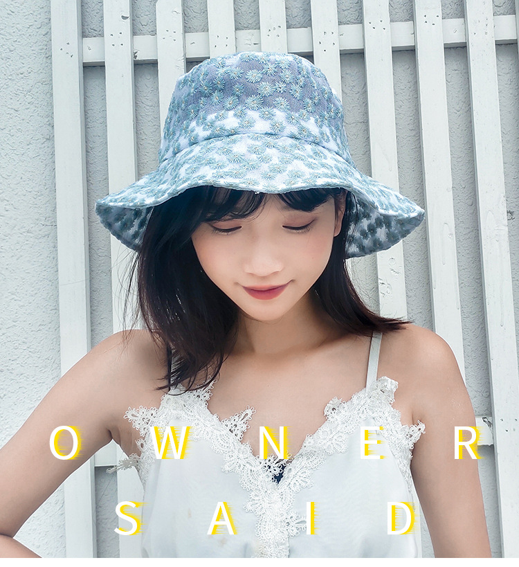Korean Style Little Daisy Bucket Hat Women's Flower Cutout Summer Thin Sun Protection Hat Korean Style Lace Sunshade Bucket Hat Fashion