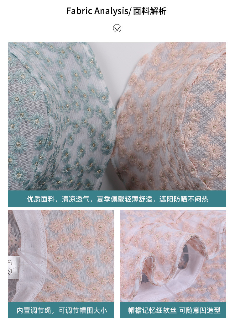 Korean Style Little Daisy Bucket Hat Women's Flower Cutout Summer Thin Sun Protection Hat Korean Style Lace Sunshade Bucket Hat Fashion