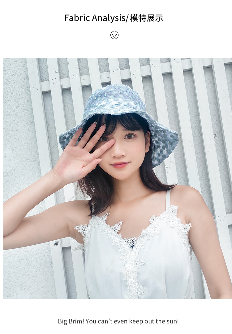 Korean Style Little Daisy Bucket Hat Women's Flower Cutout Summer Thin Sun Protection Hat Korean Style Lace Sunshade Bucket Hat Fashion