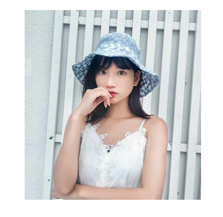Korean Style Little Daisy Bucket Hat Women's Flower Cutout Summer Thin Sun Protection Hat Korean Style Lace Sunshade Bucket Hat Fashion