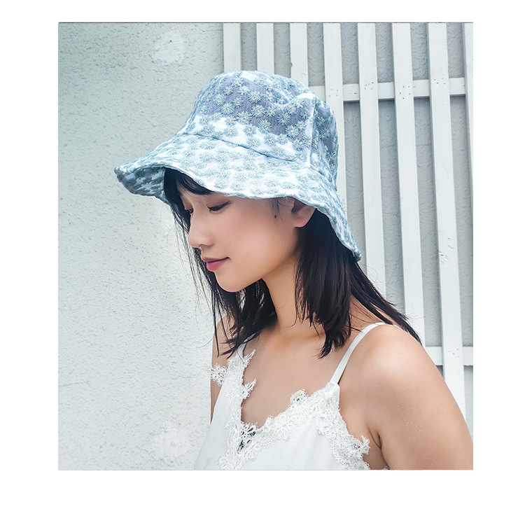 Korean Style Little Daisy Bucket Hat Women's Flower Cutout Summer Thin Sun Protection Hat Korean Style Lace Sunshade Bucket Hat Fashion