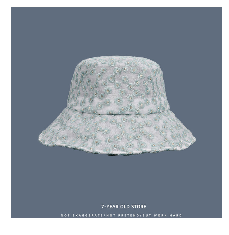Korean Style Little Daisy Bucket Hat Women's Flower Cutout Summer Thin Sun Protection Hat Korean Style Lace Sunshade Bucket Hat Fashion