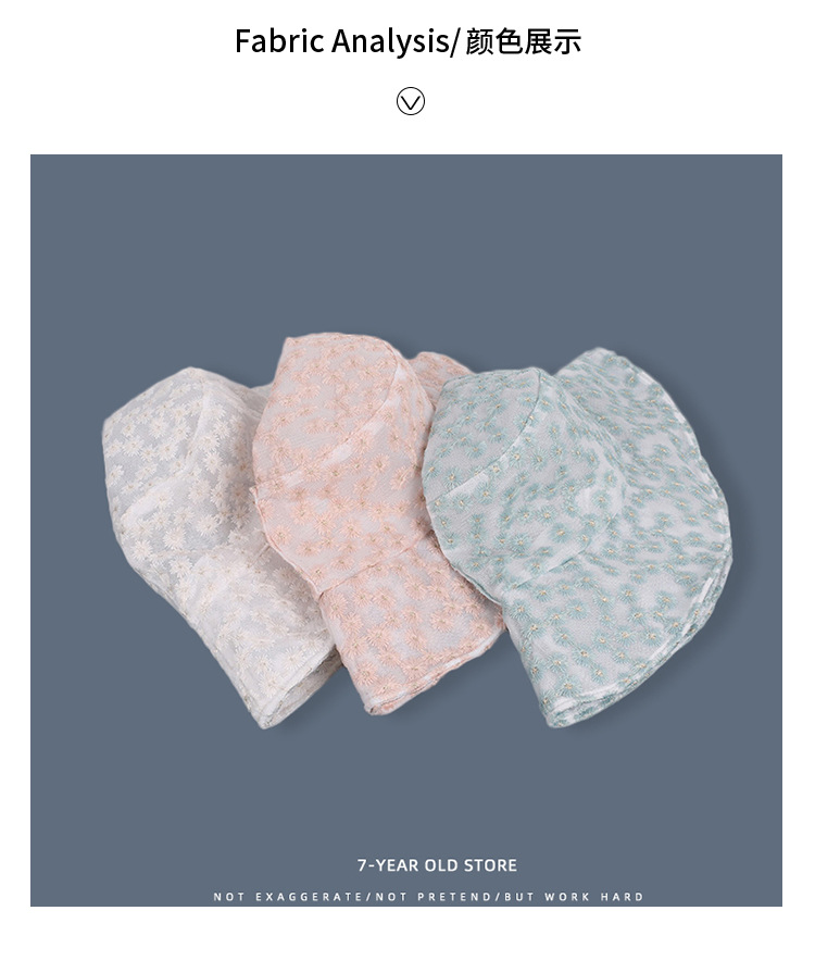 Korean Style Little Daisy Bucket Hat Women's Flower Cutout Summer Thin Sun Protection Hat Korean Style Lace Sunshade Bucket Hat Fashion